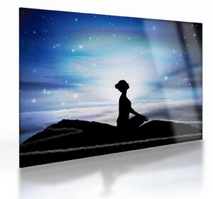 Tablou pe sticlă - Femaia meditând (70x50 cm)