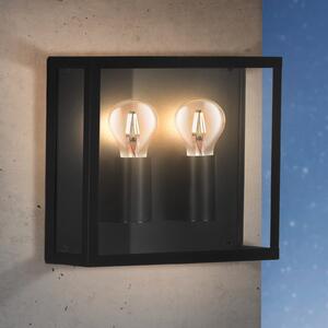 EGLO Alamonte 1 aplică exterior 2 becuri up/up pătrată, reglabil, Negru, Metal, Modern