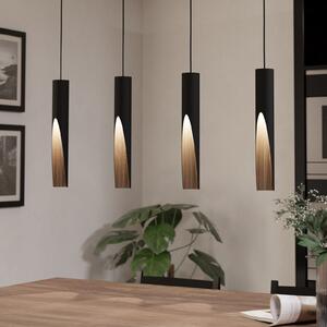 EGLO Barbotto lampă suspendată LED negru/stejar 4 bec, Negru, Camera de zi / sufragerie, Metal, Modern