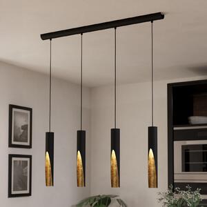 EGLO Barbotto lampă suspendată LED negru/auriu 4 becuri, Negru, Camera de zi / sufragerie, Metal, Modern