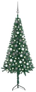 Set brad Crăciun artificial cu LED-uri&globuri verde 150cm PVC
