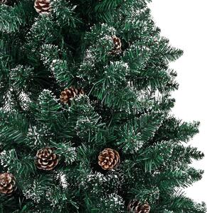 Brad de Crăciun pre-iluminat slim, set globuri, verde, 210 cm