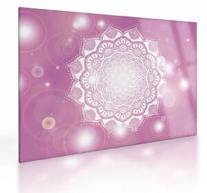 Tablou pe sticlă - Mandala pe fundal roz (70x50 cm)