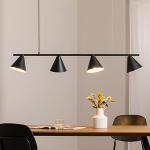 Lampă suspendată forma 4, negru, metal, 4 becuri, conic, E27