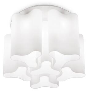 IDEAL LUX Plafonieră Compo, Ø 56 cm, alb, metal/sticlă, cu 6 becuri, reglabil, Alb, Camera de zi / sufragerie, Sticlă