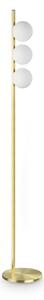 IDEAL LUX Lampadar Binomio, alamă, 160 cm, metal, cu 3 becuri, Auriu / Alamă, Camera de zi / sufragerie, Metal, Modern