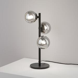 IDEAL LUX Lampa de masă Perlage, negru/gri fum, înălțime 43 cm, 3 becuri, Negru, Camera de zi / sufragerie, Metal