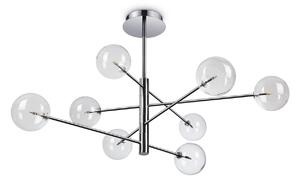IDEAL LUX Lampă suspendată Equinoxe, crom/transparentă, cu 8 becuri, Crom, Camera de zi / sufragerie, Metal