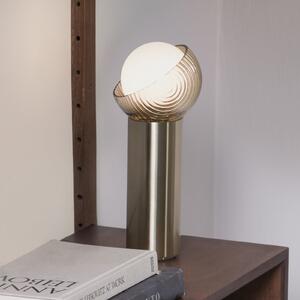 IDEAL LUX Lampa de masă Bloom, alamă/chihlimbar, înălțime 27 cm, Auriu / Alamă, Camera de zi / sufragerie, Metal, Modern