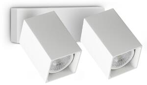 IDEAL LUX Spot de perete Dynamite Square, alb, 16,5 cm, cu 2 becuri, Alb, Camera de zi / sufragerie, Metal, Modern