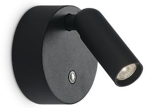 IDEAL LUX Spot de perete cu baterie LED „Bean”, negru, lățime 8 cm, reglabil, Negru, Camera de zi / sufragerie, Metal, Modern