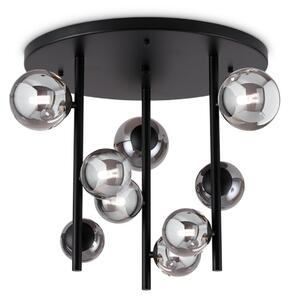 IDEAL LUX Plafonieră Perlage, negru/gri fum, Ø 50 cm, 9 brațe, Gri, Camera de zi / sufragerie, Metal