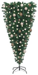 Brad Crăciun artificial pre-iluminat inversat, globuri, 150 cm