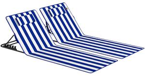 Outsunny Set 2 Saltele de Plajă cu Spătar Reglabil pe 4 Nivele, din Oțel și Poliester, 154x57x52 cm, Albastru și Alb | Aosom Romania