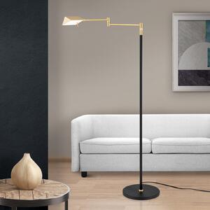 ORION Boston lampadar LED, dimmer tactil negru/alamă, reglabil, Negru, Camera de zi / sufragerie, Metal, Modern
