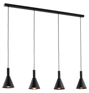 Argon Lampă suspendată Norte, negru, oțel, lungime 114 cm, 4 becuri, reglabil, Negru, Camera de zi / sufragerie, Metal, Modern