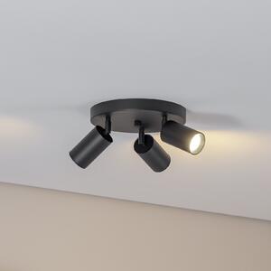 Argon Spot de tavan Sado negru oțel reglabil 3 becuri rotund,, Negru, Camera de zi / sufragerie, Metal, Modern