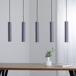 Argon Lampă suspendată Brenta, gri, oțel, lungime 110 cm, 5 becuri, reglabil, Gri, Camera de zi / sufragerie, Metal, Modern
