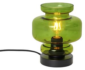 Lampă de masă retro neagră cu sticlă verde - Denise