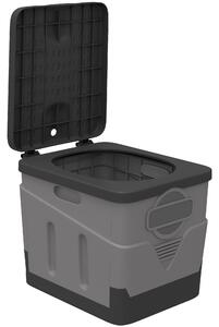 Outsunny WC Portabil de Camping cu 12 Pachete de Coagulant și 12 Pungi de Eliminare, 34x29x20 cm, Gri Închis | Aosom Romania