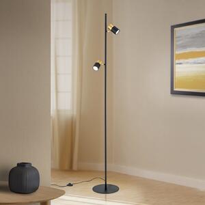 ORION Kevin lampadar, 2 becuri, negru / auriu, Negru, Camera de zi / sufragerie, Metal, Modern