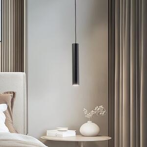 Argon Lampă suspendată Omera, negru, oțel Ø 8 cm, reglabil, Negru, Camera de zi / sufragerie, Metal, Modern