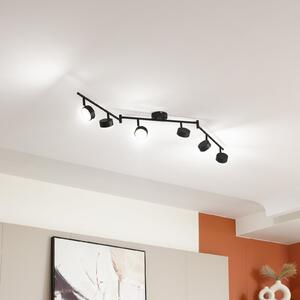 Lindby Plafonieră Jyla, 6 becuri, negru mat, reglabil, Negru, Studiu / Birou, Metal, Modern