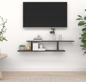 Raft TV cu montaj pe perete, negru, 125x18x23 cm, PAL