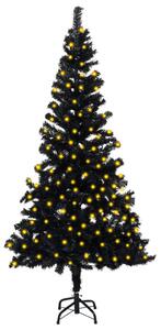 Brad Crăciun artificial pre-iluminat cu suport negru 150 cm PVC