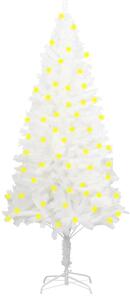 Brad de Crăciun artificial pre-iluminat, alb, 120 cm