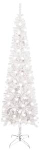 Pom de Crăciun subțire cu LED-uri, alb, 120 cm