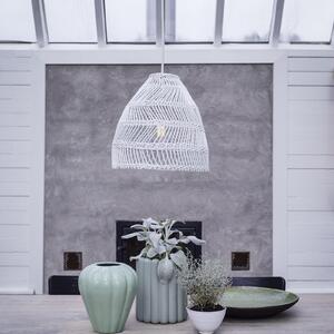 PR Home lampă suspendată, Maja Outdoor, Ø 53 cm, alb, rattan, Alb, Lemn