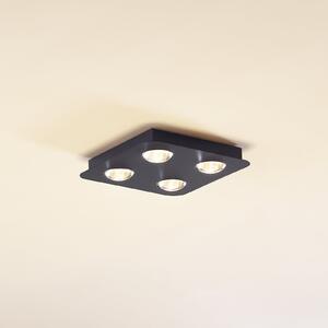 Lindby plafonieră Jyla, negru mat, 25 x cm, 4 becuri, reglabil, Negru, Hol, Metal, Modern