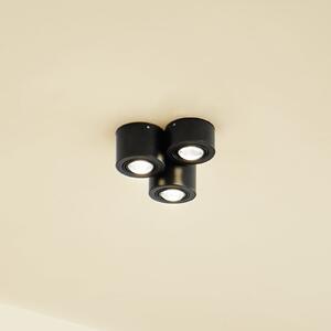 Lindby Downlight Jyla, 3 becuri, negru mat, GX53, reglabil, Negru, Camera de zi / sufragerie, Metal, Modern