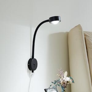 Lindby Aplica de perete Jyla, negru mat, GX53, braț flexibil, ștecher, Negru, Camera de zi / sufragerie, Metal, Modern