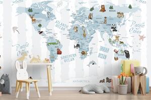 Tapet harta lumii copii Blue