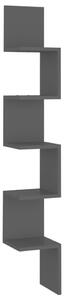 Raft de perete pentru colț, negru, 20x20x127,5 cm, PAL