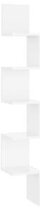Raft de perete, alb extralucios, 20x20x127,5 cm, PAL