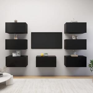 Dulapuri TV, 7 buc., negru, 30,5x30x60 cm, lemn prelucrat
