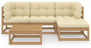 Set mobilier de grădină cu perne, 5 piese, lemn masiv pin
