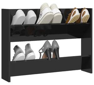 Pantofare de perete, negru extralucios, 80x18x60 cm, PAL