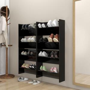 Pantofare de perete, 4 buc., negru, 60x18x60 cm, PAL