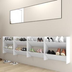 Pantofare de perete, 4 buc., alb, 60x18x60 cm PAL
