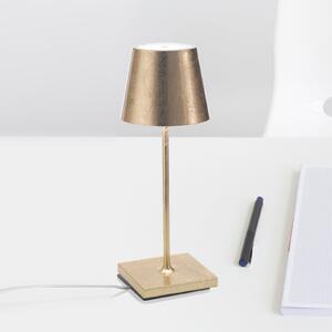 Zafferano Poldina mini lampă de masă cu baterie, interior auriu, reglabil, Auriu / Alamă, Camera de zi / sufragerie, Metal, Modern