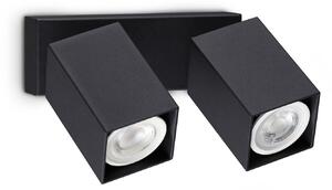 IDEAL LUX Spot de perete Dynamite Square, negru, 16,5 cm, cu 2 becuri, Negru, Camera de zi / sufragerie, Metal, Modern