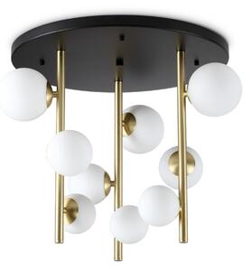 IDEAL LUX Plafonieră Perlage, negru/alb, Ø 50 cm, cu 9 becuri, Alb, Camera de zi / sufragerie, Metal