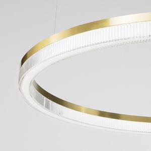 IDEAL LUX Lampă suspendată LED Crown, Ø 40 cm, alamă, metal, Auriu / Alamă, Camera de zi / sufragerie, Metal, Modern