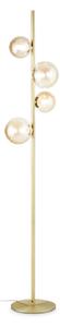 IDEAL LUX Lampadar Perlage, alamă/chihlimbar, înălțime 164 cm, 4 becuri, Auriu / Alamă, Camera de zi / sufragerie, Metal