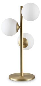 IDEAL LUX Lampa de masă Perlage, alamă/alb, înălțime 43 cm, 3 becuri, Auriu / Alamă, Camera de zi / sufragerie, Metal