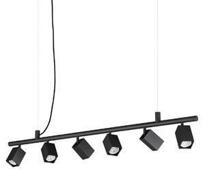 IDEAL LUX Lampă suspendată Dynamite Square, negru, cu 6 becuri, Negru, Camera de zi / sufragerie, Metal, Modern